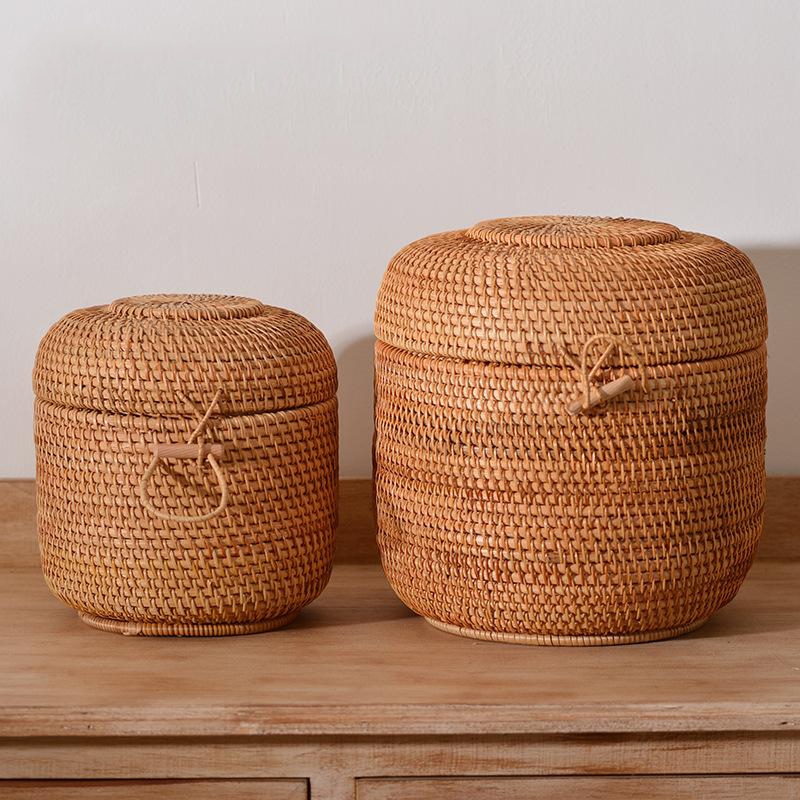 Food Storage With Dividers - Kotak penyimpan teh rotan buatan tangan,