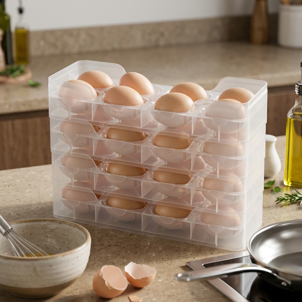 Food Storage With Dividers - Wadah Telur yang Dapat Ditumpuk, Organizer